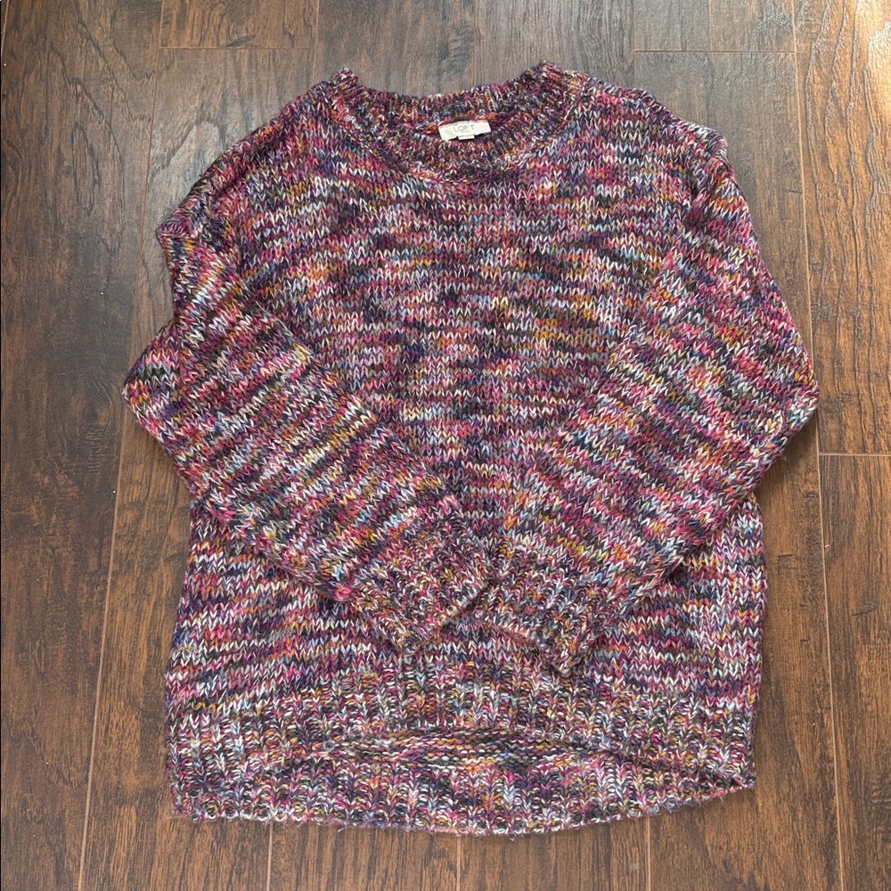 NWOT LOFT Beautiful Variegated Knit Sweater, Size Large